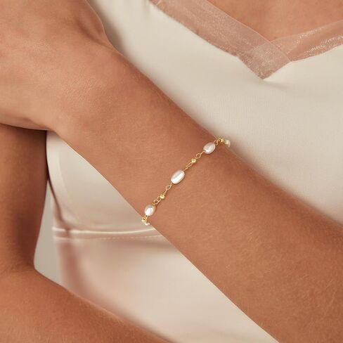 أساور لؤلؤة Gold Turandoss للنساء هدايا المجوهرات - 14K مطلي بالذهب المطلي بالمياه العذبة السوار اللؤلؤة ذات الطبقات المذابة للملحقة بالخرز للنساء للنساء وصيفات المجوهرات in Saudi Arabia