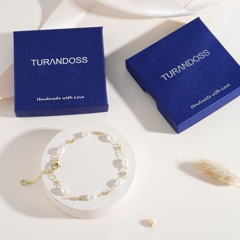 أساور لؤلؤة Gold Turandoss للنساء هدايا المجوهرات - 14K مطلي بالذهب المطلي بالمياه العذبة السوار اللؤلؤة ذات الطبقات المذابة للملحقة بالخرز للنساء للنساء وصيفات المجوهرات in Saudi Arabia