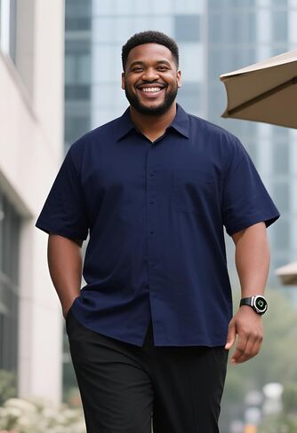 Big and Tall Shirts for Men Causal Button up Shirts Short Sleeve Vintage Summer Beach Vacation Work Shirts Plus Size in Kuwait