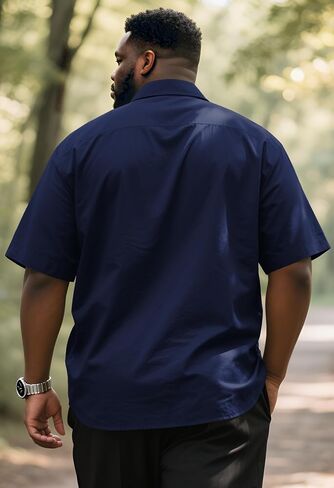 Big and Tall Shirts for Men Causal Button up Shirts Short Sleeve Vintage Summer Beach Vacation Work Shirts Plus Size in Kuwait