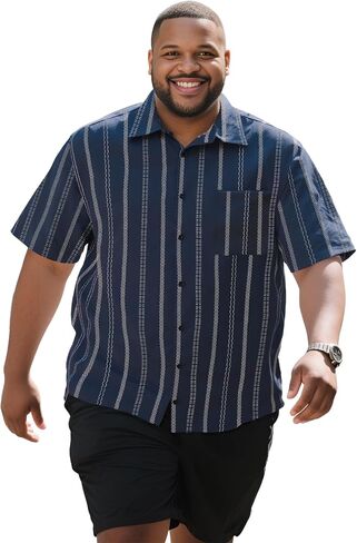 Big and Tall Shirts for Men Causal Button up Shirts Short Sleeve Vintage Summer Beach Vacation Work Shirts Plus Size in Kuwait
