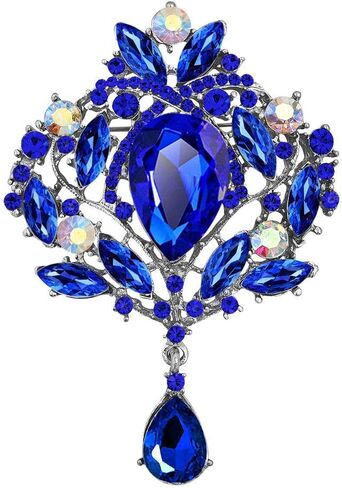 Korliya Teardrop Flower Rhinestone Fashion Brooch Pin Gift for Women Girls Party in Saudi Arabia