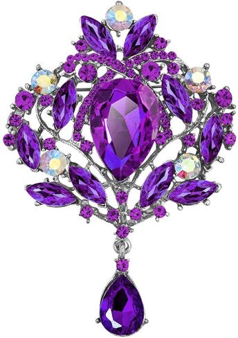 Korliya Teardrop Flower Rhinestone Fashion Brooch Pin Gift for Women Girls Party in Saudi Arabia