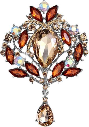 Korliya Teardrop Flower Rhinestone Fashion Brooch Pin Gift for Women Girls Party in Saudi Arabia