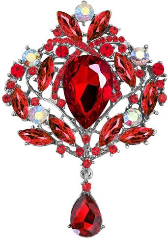 Korliya Teardrop Flower Rhinestone Fashion Brooch Pin Gift for Women Girls Party in Saudi Arabia