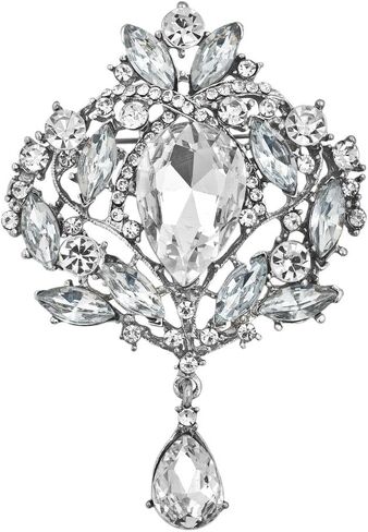 Korliya Teardrop Flower Rhinestone Fashion Brooch Pin Gift for Women Girls Party in Saudi Arabia