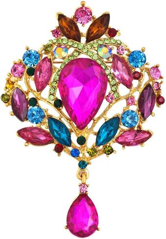 Korliya Teardrop Flower Rhinestone Fashion Brooch Pin Gift for Women Girls Party in Saudi Arabia
