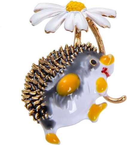 Cute Brooches for Women| Hedgehog Brooch with Sunflower Design | Practical Elegant Lapel Pin for Women | Vintage Brooches & Pins | Dress Jewelry Accessories in Kuwait