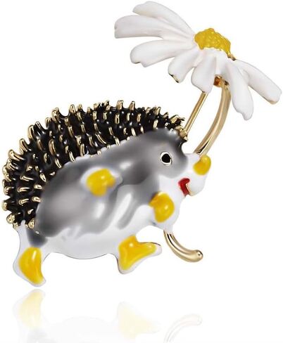 Cute Brooches for Women| Hedgehog Brooch with Sunflower Design | Practical Elegant Lapel Pin for Women | Vintage Brooches & Pins | Dress Jewelry Accessories in Kuwait
