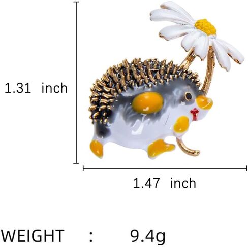 Cute Brooches for Women| Hedgehog Brooch with Sunflower Design | Practical Elegant Lapel Pin for Women | Vintage Brooches & Pins | Dress Jewelry Accessories in Kuwait
