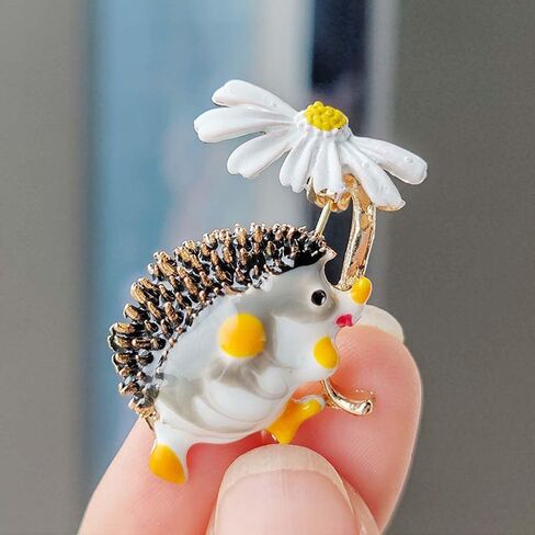 Cute Brooches for Women| Hedgehog Brooch with Sunflower Design | Practical Elegant Lapel Pin for Women | Vintage Brooches & Pins | Dress Jewelry Accessories in Kuwait