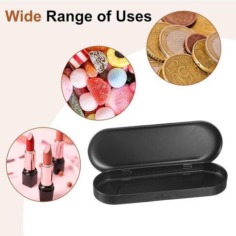 UXCELL 4 PCS Metal Tin Box Container ، 6.9x2.4x0.7 Inch Oval Oprease مفصلية مفصلية مربع مصغر حاويات تخزين محمولة للحرف اليدوية للحلوى ، الأسود in Kuwait