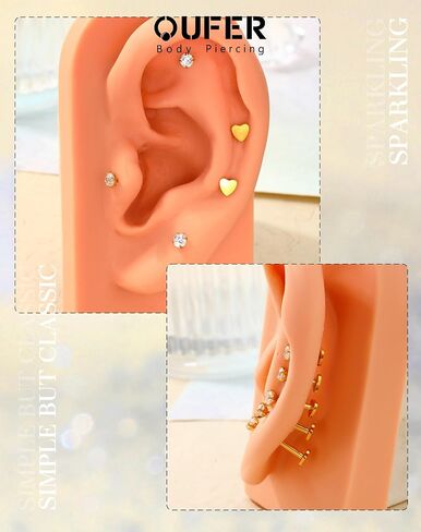 Titanium Flat Back Stud Earrings 16G Medusa Labret Jewelry Internally Thread Lip Stud Surgical Steel 5/6/8/10/12MM Helix Tragus Conch Cartilage Earring for Women Men in Saudi Arabia