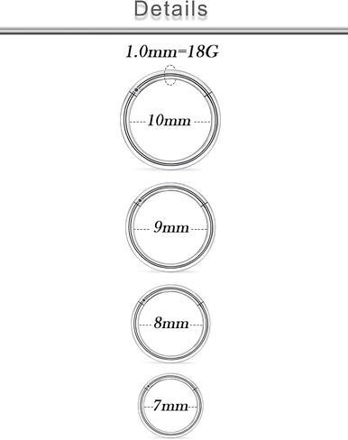 20G 18G 16G 14G 12G 10G Surgical Steel Steel spistrip spottion Rings RIPS RIP RINGS HELIX DAITH TRAGUS Sleeper Body Body Bodich for Women 6mm 8mm 10mm 12mm 16mm 16mm 16mm in Kuwait