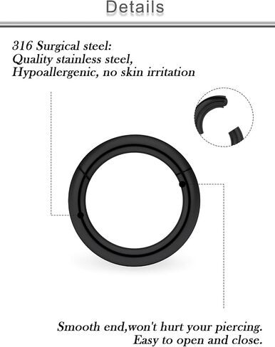 20G 18G 16G 14G 12G 10G Surgical Steel Steel spistrip spottion Rings RIPS RIP RINGS HELIX DAITH TRAGUS Sleeper Body Body Bodich for Women 6mm 8mm 10mm 12mm 16mm 16mm 16mm in Kuwait