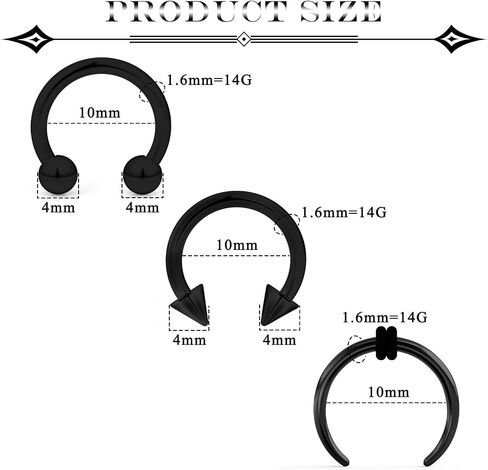 حلقات الحاجز الكبيرة 16G 14G 12G 10G 8G 6G 4G 2G PA RING HORSESHOE BARLY الفولاذ المقاوم للصدأ الحاجز PINCHER TAPERS أسود C شكل بوفالو نقالة بافالو للنساء الرجال in Kuwait