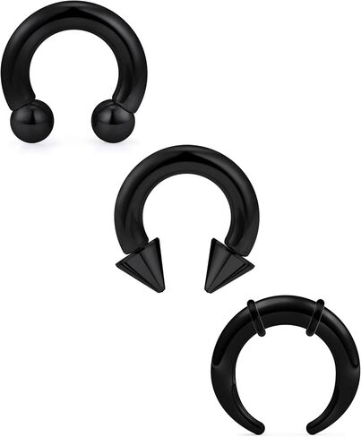 حلقات الحاجز الكبيرة 16G 14G 12G 10G 8G 6G 4G 2G PA RING HORSESHOE BARLY الفولاذ المقاوم للصدأ الحاجز PINCHER TAPERS أسود C شكل بوفالو نقالة بافالو للنساء الرجال in Kuwait