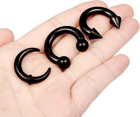 حلقات الحاجز الكبيرة 16G 14G 12G 10G 8G 6G 4G 2G PA RING HORSESHOE BARLY الفولاذ المقاوم للصدأ الحاجز PINCHER TAPERS أسود C شكل بوفالو نقالة بافالو للنساء الرجال in Kuwait