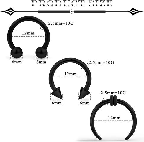 حلقات الحاجز الكبيرة 16G 14G 12G 10G 8G 6G 4G 2G PA RING HORSESHOE BARLY الفولاذ المقاوم للصدأ الحاجز PINCHER TAPERS أسود C شكل بوفالو نقالة بافالو للنساء الرجال in Kuwait