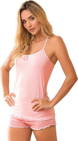 Lunachi Womens Pajamas Set 2pc Cami & Short PJs Set | Cute Pajama Sets For Women - Pijamas de Mujer in Saudi Arabia