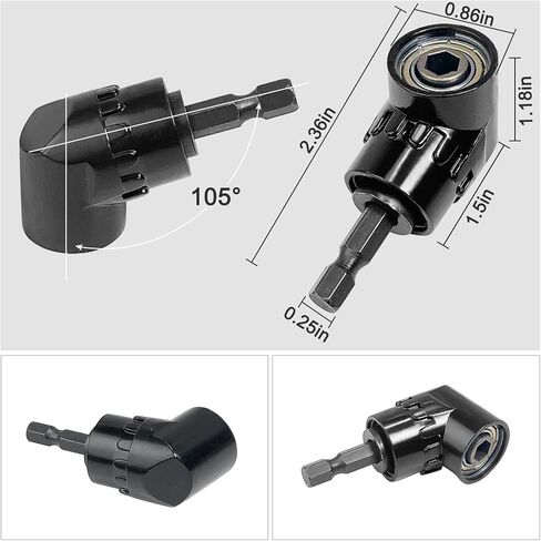 Guyuyii 2 pcs 105° Right Angle Drill Adapter - Flexible Drill Bit Extension for Tight Spaces, Automotive, Home Repairs, DIY Projects | Ideal for Mechanics, Handymen, Electricians, Technicians in Saudi Arabia
