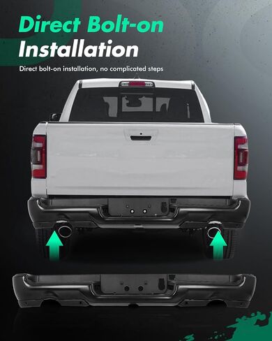 SCITOO Rear Step Bumper Fit for 2019-2024 for Ram 1500 Black Heavy Duty Steel Bumper,with Dual Exhaust and Park Assist Sensors in Saudi Arabia