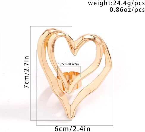 GIGB PBDK حلقات Cross Gold Cross للنساء غير النظامية Big Double Heart Midi Rings قابلة للتعديل مبالغ فيه in Saudi Arabia