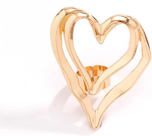 GIGB PBDK حلقات Cross Gold Cross للنساء غير النظامية Big Double Heart Midi Rings قابلة للتعديل مبالغ فيه in Saudi Arabia
