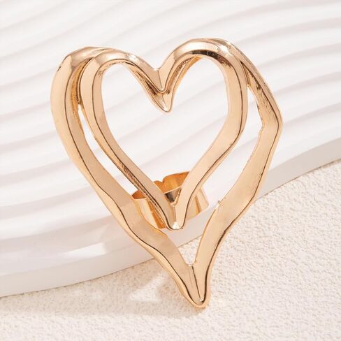 GIGB PBDK حلقات Cross Gold Cross للنساء غير النظامية Big Double Heart Midi Rings قابلة للتعديل مبالغ فيه in Saudi Arabia