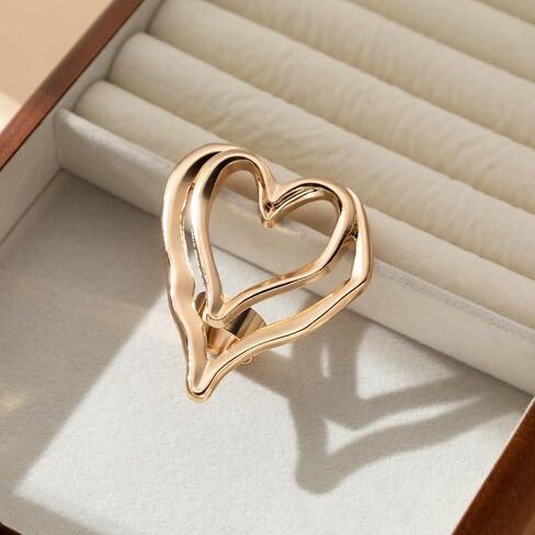 GIGB PBDK حلقات Cross Gold Cross للنساء غير النظامية Big Double Heart Midi Rings قابلة للتعديل مبالغ فيه in Saudi Arabia