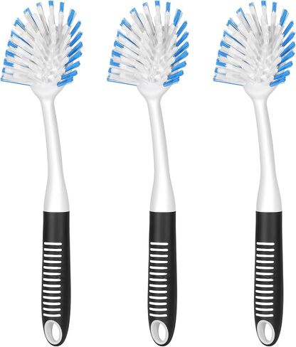 SetSail Dish Brush with Handle, 2 Pack Stiff Bristles Dish Scrubber with Built-in Scraper Dish Scrub Brushes for Cleaning Dishes, Pots and Pans, Kitchen Sink in Saudi Arabia