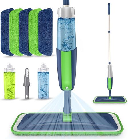 Spray Mops Wet Mops for Floor Cleaning - MEXERRIS Microfiber Dust Mop with 3X Washable Pads Floor Mop with Sprayer Wood Floor Mops Commercial Home Use for Wood Floor Hardwood Laminate Ceramic Tiles in Saudi Arabia