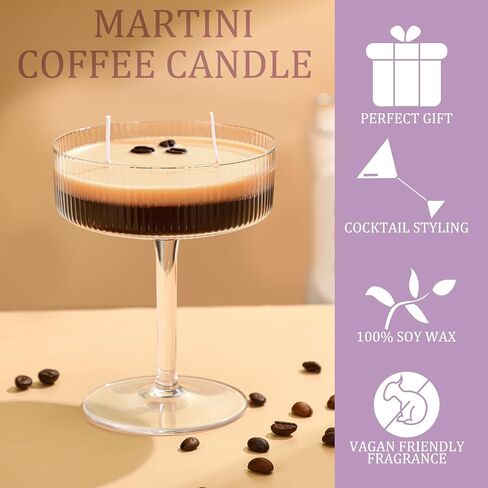 MTLEE Espresso Martini Candle Gifts for Women Men Coffee Scented Aromatherapy Candles for Coffee Lovers Wedding Favors Housewarming Birthday Gift with Real Beans(Fashion Style) in Saudi Arabia
