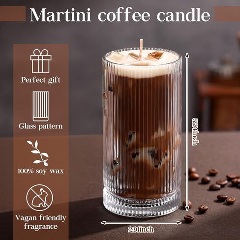 Mtlee Espresso Martini Candle Gifts for Women Men Coffee Coffee Tromatherapy Candles لمحبي القهوة حفلات الزفاف هدية عيد ميلاد Housewarming مع الفاصوليا الحقيقية (أسلوب الموضة) in Kuwait