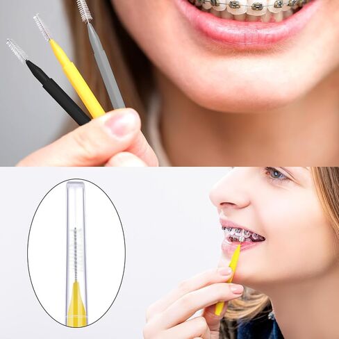 Patelai 100 Pieces Braces Brush for Cleaner Interdental Brush Toothpick Dental Tooth Flossing Head Oral Dental Hygiene Flosser Toothpick Cleaners Tooth Cleaning Tool(Bright Colors,Multiple Sizes) in Saudi Arabia