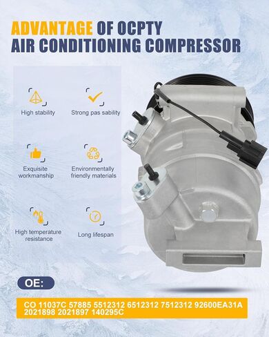OCPTY AC Compressor for 2005-2019 for Nissan Frontier 4.0L for Nissan Xterra 4.0L for Suzuki Equator 4.0L 57885 5512312 6512312 7512312 92600EA31A 2021898 2021897 140295C in Saudi Arabia