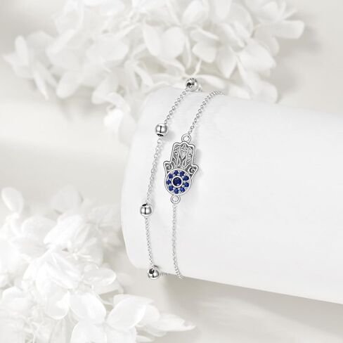 Evil Eye Bracelet 925 Sterling Silver Greek Evil Eye Bracelet Dainty Turkey Evil Eye Protection Amulet Jewelry Gift for Women Mom Wife Daughter in Kuwait