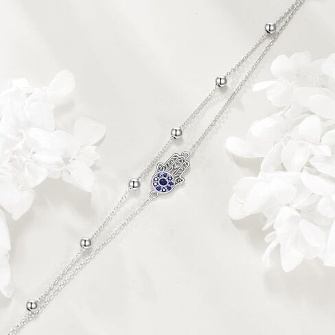 Evil Eye Bracelet 925 Sterling Silver Greek Evil Eye Bracelet Dainty Turkey Evil Eye Protection Amulet Jewelry Gift for Women Mom Wife Daughter in Kuwait