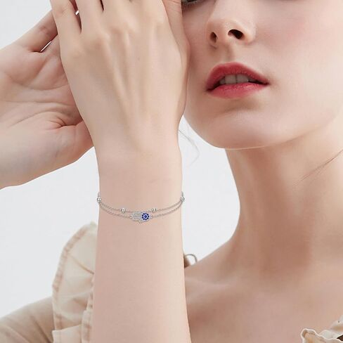 Evil Eye Bracelet 925 Sterling Silver Greek Evil Eye Bracelet Dainty Turkey Evil Eye Protection Amulet Jewelry Gift for Women Mom Wife Daughter in Kuwait