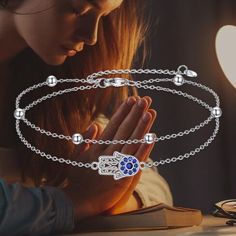 Evil Eye Bracelet 925 Sterling Silver Greek Evil Eye Bracelet Dainty Turkey Evil Eye Protection Amulet Jewelry Gift for Women Mom Wife Daughter in Kuwait