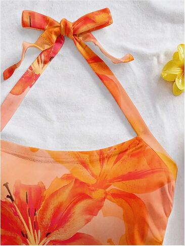 Milumia Women Floral Halter Top Bow Tie Backless Going Out Sleeveless Beach Tank Tops in Saudi Arabia