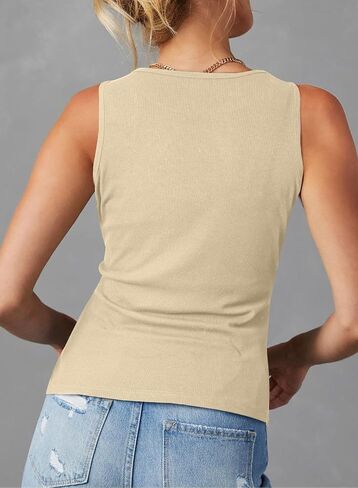 Sidefeel Womens Tank Tops 2025 Summer Sleeveless Crewneck Ribbed Knit Slim Fitted Casual Basic Tees Shirts in Saudi Arabia