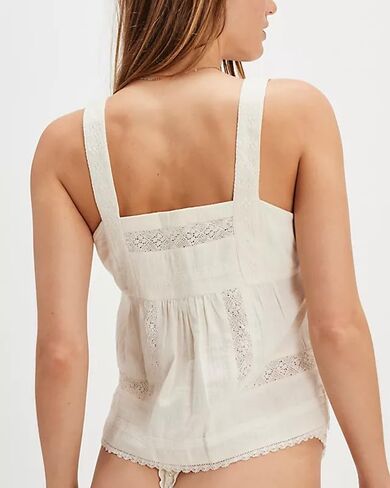 Lace Trim Tie Front Tank Tops for Women Cute Beach Sheer Ruffle Flowy Crop Blouse Boho Button Up Eyelet Cami Shirts in Kuwait