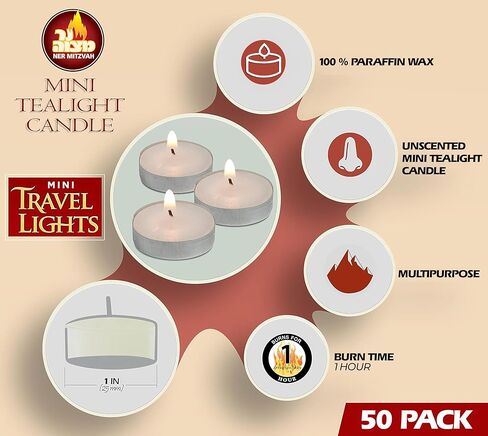 شموع نير ميتزفاه الصغيرة 50 قطعة. in Kuwait