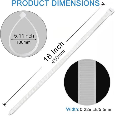 Cable Zip Ties, 50 Pack White 0.22 x 6 inch, Multi-Purpose Self-Locking Nylon Cable Cord Management, Plastic Wire Ties for Home, Office, Garden, Workshop. in Saudi Arabia