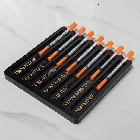 Aesthetic Practitioner Syringe Tray with Slot Label, Bamboo Aesthetic Physician Syringe Preparation Tray, Syringe Tray for Aestheticians and Nurses, Syringe Storage Tray with 7 Flutes in Kuwait