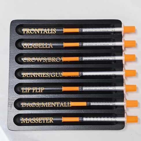 Aesthetic Practitioner Syringe Tray with Slot Label, Bamboo Aesthetic Physician Syringe Preparation Tray, Syringe Tray for Aestheticians and Nurses, Syringe Storage Tray with 7 Flutes in Kuwait