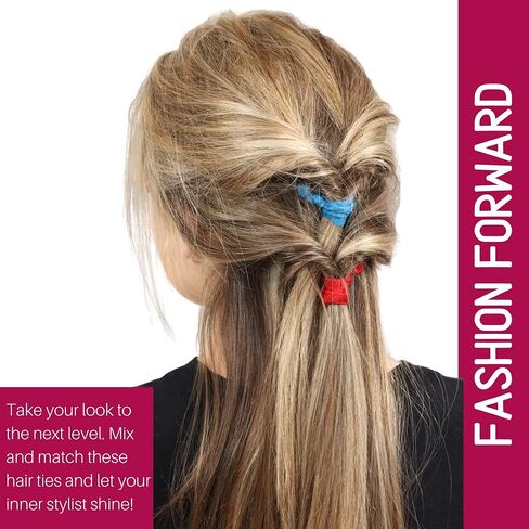 Kenz Laurenz 100 Hair Ries No Crease Ribbon Alastics Ouchless Bontails Hairds Bands (100 ties-ties-ties and solids) in Kuwait