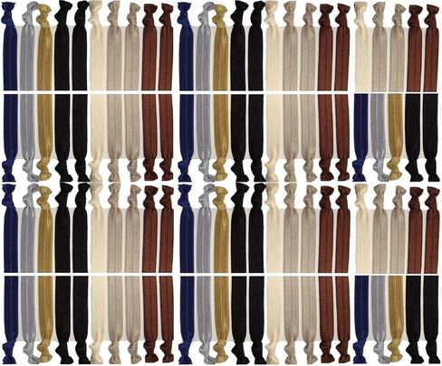 Kenz Laurenz 100 Hair Ries No Crease Ribbon Alastics Ouchless Bontails Hairds Bands (100 ties-ties-ties and solids) in Kuwait
