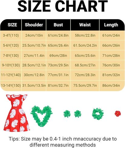 فتاة هاواي فستان هولا زي كيد هالوين لوا بزوم الزي الأحمر فستان استوائي مع مجموعة accessoreis زهرة لي in Kuwait